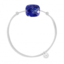  Bracelet Cordon Gris Souris Coussin Oversize Lapis Lazuli