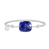 Bracelet Cordon Gris Souris Coussin Oversize Lapis Lazuli