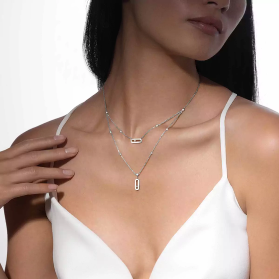Collier 2 rangs Move Uno Collier Diamant Or Blanc