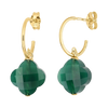 Earrings, Green Agate, Yellow Gold