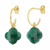 Earrings, Green Agate, Yellow Gold