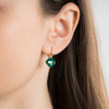 Boucles D'oreilles, Agate Verte, Or Jaune