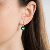 Earrings, Green Agate, Yellow Gold