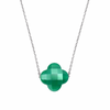 Collier, Agate Verte, Or Blanc