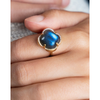 Ring, Labradorite, Diamond Bezel, Yellow Gold