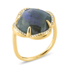 Ring, Labradorite, Diamond Bezel, Yellow Gold