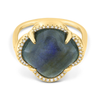 Bague, Labradorite, Entourage Diamants, Or Jaune