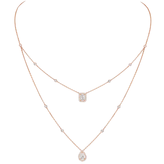 My Twin 2-Row 0.40 ct x 2 Pink Gold Diamond Necklace