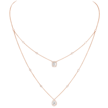  Pink Gold Diamond Necklace My Twin 2-Row 0.40 ct x 2