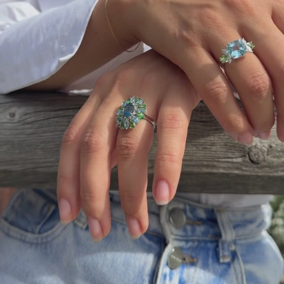 Bague Topazes & Tsavorites