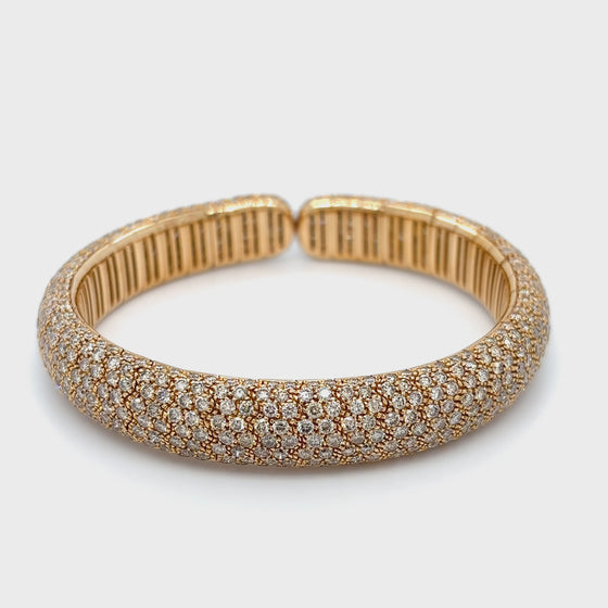 Rose gold champagne-coloured diamond-set bangle bracelet