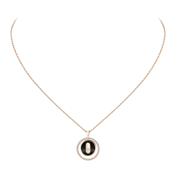 Lucky Move SM Onyx Necklace Pink Gold Diamond Necklace