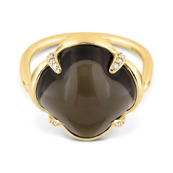 Ring, Smoky Quartz, Diamonds, Yellow Gold