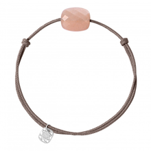  Bracelet, Pierre De Lune Peche, Cordon Taupe