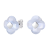 Studs, Blue Lace Agate, White Gold