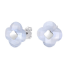 Puces, Agate Bleue Dentelle, Or Blanc