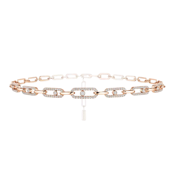 Move Link Multi Choker Pink Gold Diamond Necklace