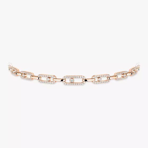 Move Link Multi Choker Pink Gold Diamond Necklace