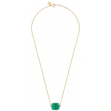  Green Agate Cushion Oversize Yellow Gold Necklace