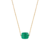 Green Agate Cushion Oversize Yellow Gold Necklace