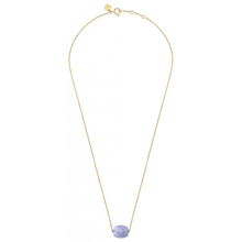  Blue Lace Agate Cushion Yellow Gold Necklace
