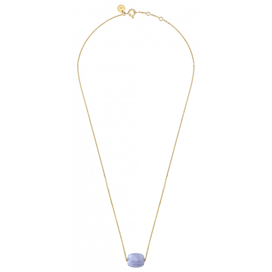 Collier, Agate Bleue Dentelle, Or Jaune