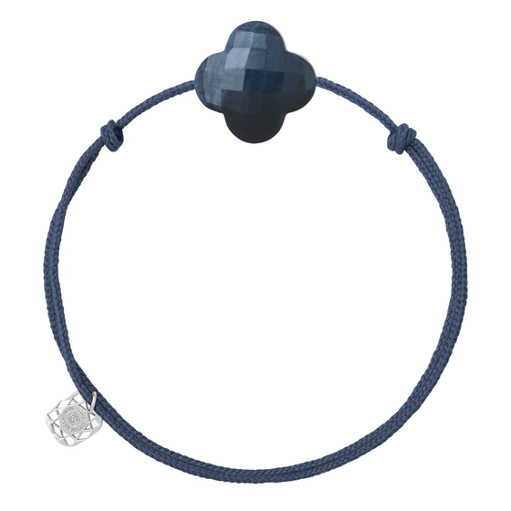 Blue Pietersite Clover Blue Jean Cord Bracelet
