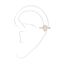  My Twin Mono Earring Middle Pear Diamond 0.10ct Yellow Gold Diamond Earrings