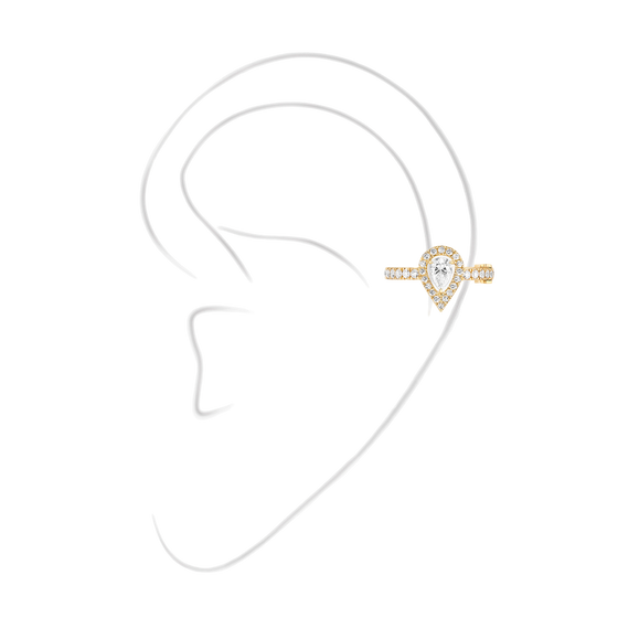 My Twin Mono Earring Middle Pear Diamond 0.10ct Yellow Gold Diamond Earrings