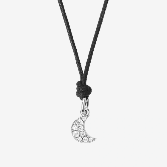 White Gold & White Diamond Moon Charm