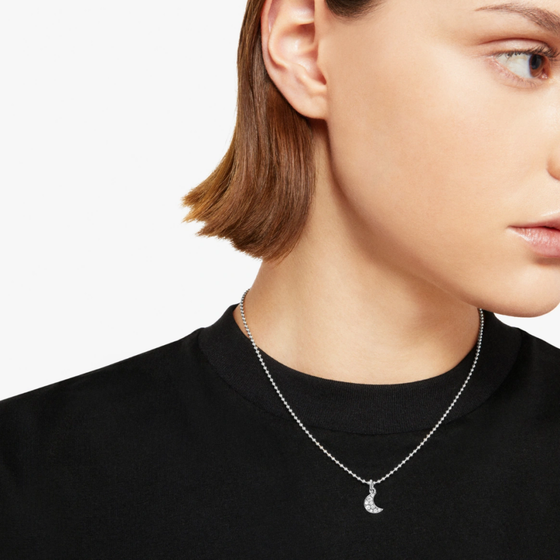 White Gold & White Diamond Moon Charm