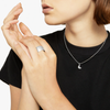 White Gold & White Diamond Moon Charm