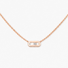 Move Uno necklace, mini model Move Uno bracelet in 18-karat rose gold, motif set with a moving brilliant-cut diamond in the center.