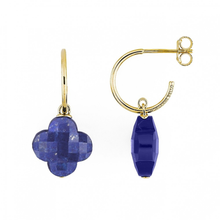  Boucles D'oreilles Lapis Lazuli Petit Trefle Or Jaune
