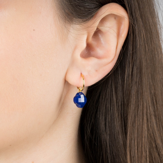 Lapis Lazuli Small Clover Yellow Gold Earrings