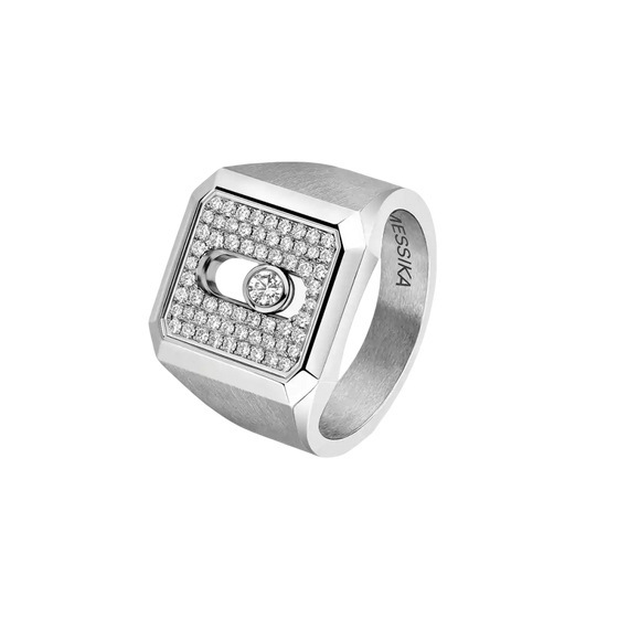 Move Titanium Natural Pavé Signet Ring Natural Titanium Diamond Ring