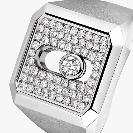Move Titanium Natural Pavé Signet Ring Natural Titanium Diamond Ring