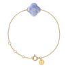 Blue Lace Agate Clover Yellow Gold Bracelet