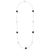 Sautoir, Onyx, Agate Blanche, Or Blanc