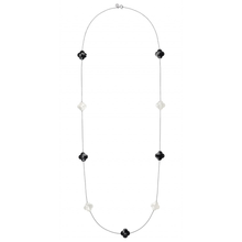  Onyx And White Agate Bicolor White Gold Long Necklace