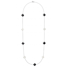  Necklace, Onyx, White Agate, White Gold