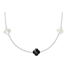Sautoir, Onyx, Agate Blanche, Or Blanc