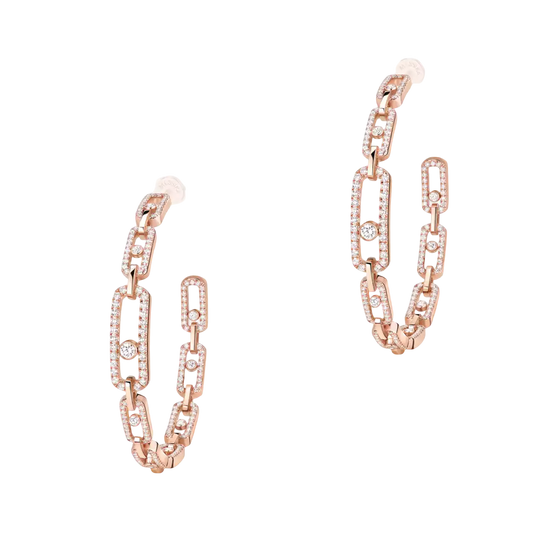 Move Link MM Hoop Earrings Pink Gold Diamond Earrings