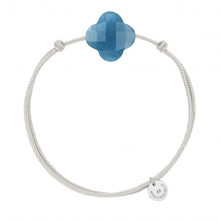  Bracelet, Blue Quartz, Mouse Grey Cord