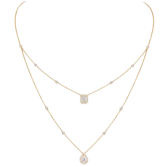 My Twin 2-Row 0.40 ct x 2 Yellow Gold Diamond Necklace