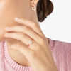 Bague Fleur Or Rose, Émail & Diamant