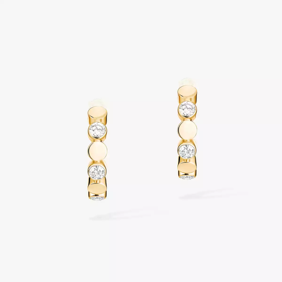 D-Vibes Mini Hoop Earrings Yellow Gold Diamond Earrings