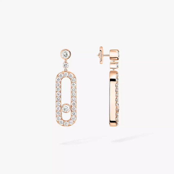 Move Uno Stud Pink Gold Diamond Earrings
