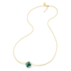 Collier, Mini Agate Verte, Diamants, Or Jaune