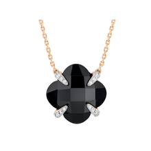  Onyx And Diamonds Rose Gold Victoria Lys Necklace